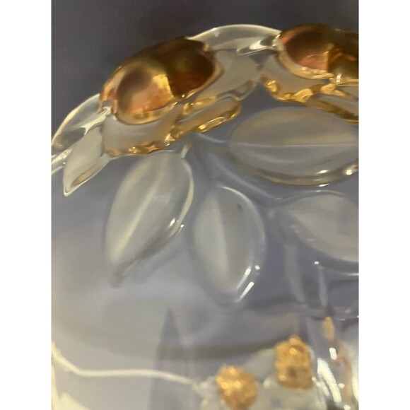 Vintage Mikasa Gilded Rose Gold Accented Frosted Leaf Crystal Clear  fruit Bowl - Picture 14 of 16
